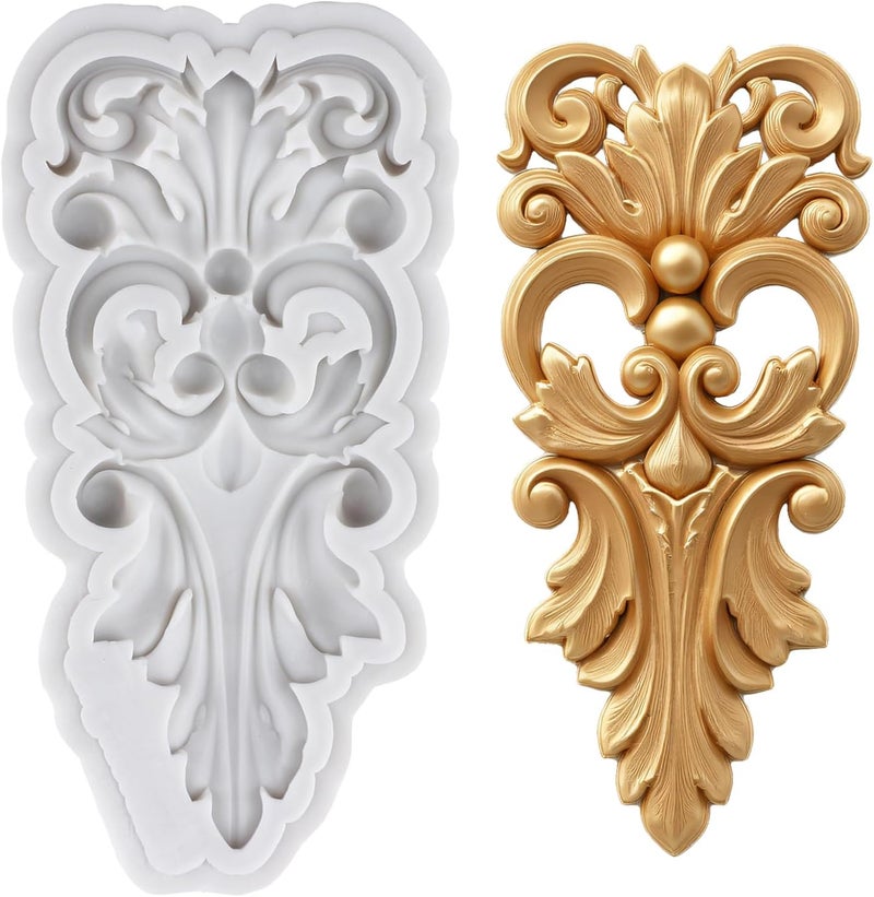 TAOXIBEI Baroque Silicone Molds Curlicues Scroll Lace Border Relief Polymer Clay Mold for DIY Crafts Epoxy Resin Casting Air Dry Polymer Clay Plaster Jewelry Making - Image 1